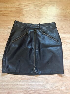 Black Faux Leather Zip-Up Mini Skirt